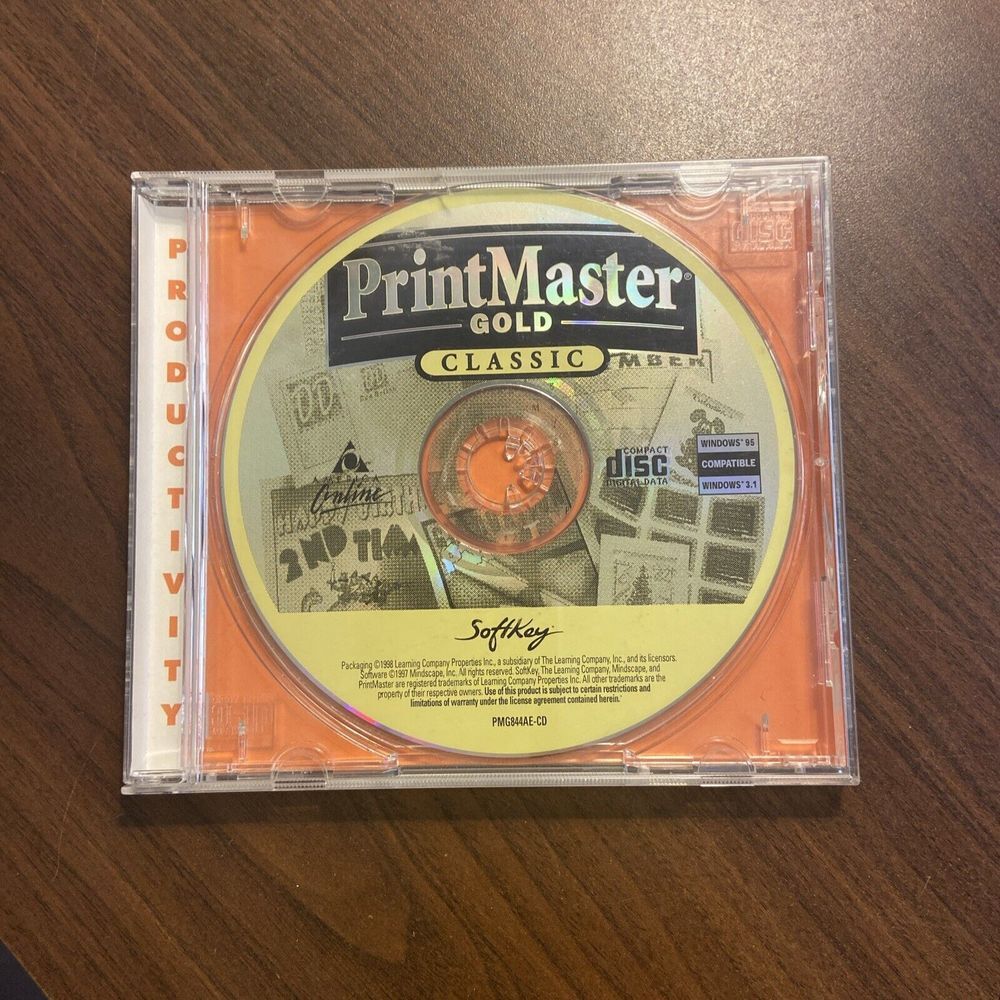 Softkey PrintMaster Gold Classic for Windows‎ 3.1 & 95 PC CD Vintage